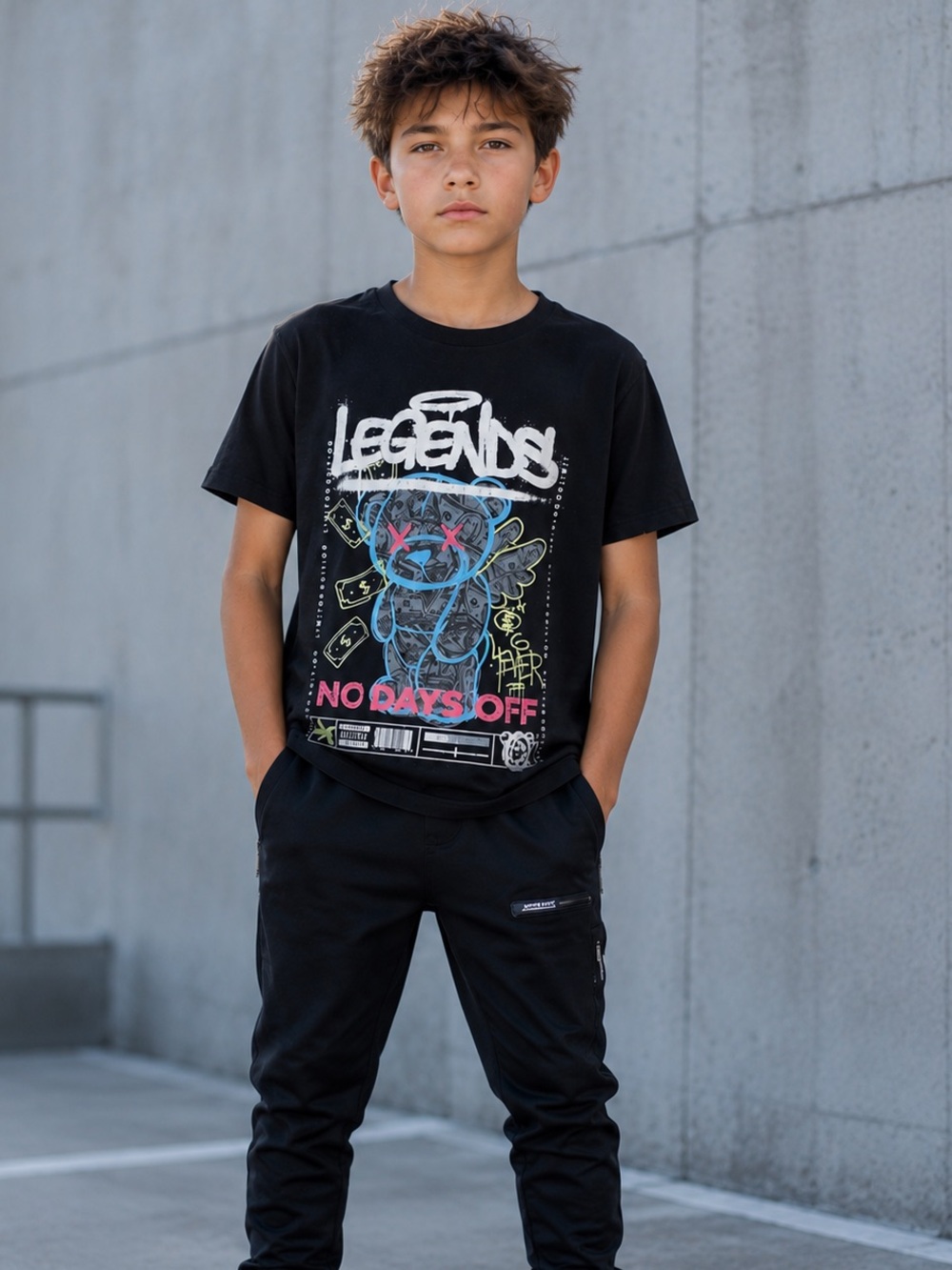 Legend T-Shirt Cotton Blend Money Bear Graphic Size L 14/16 Youth Streetwear
